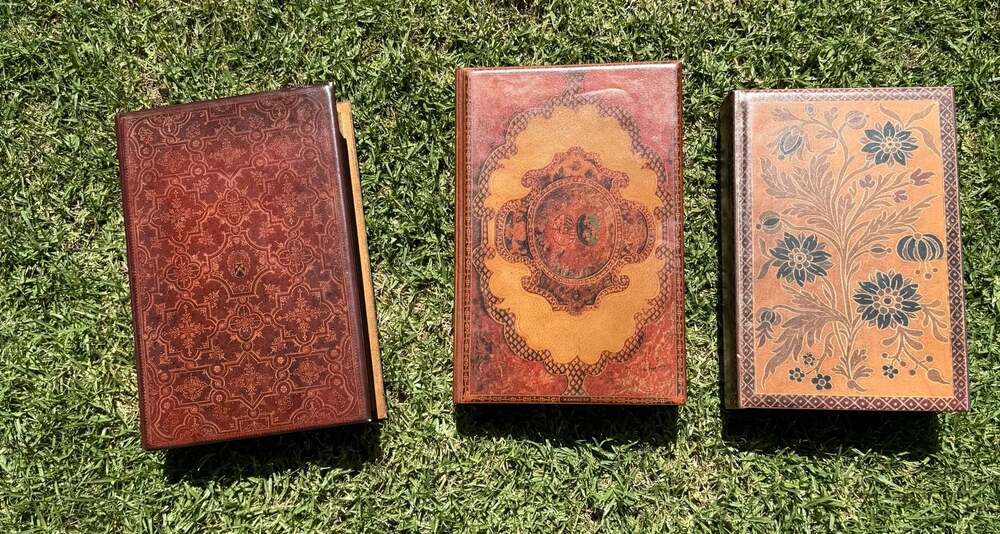 Set of 3 Decorative Faux Leather Book Storage Boxes